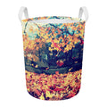 Autumn Leaves Print Round Laundry Basket