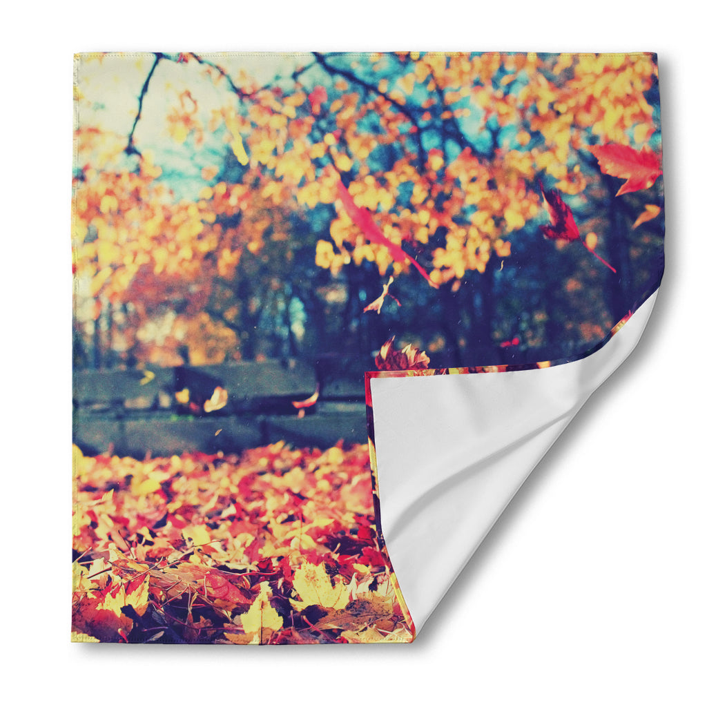 Autumn Leaves Print Silk Bandana