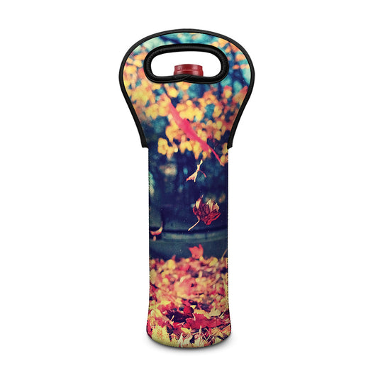 Autumn Leaves Print Single Neoprene Wine Tote