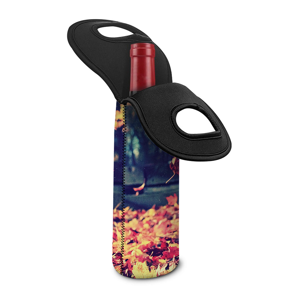 Autumn Leaves Print Single Neoprene Wine Tote