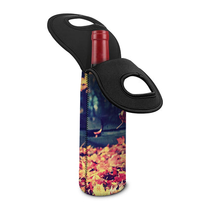 Autumn Leaves Print Single Neoprene Wine Tote