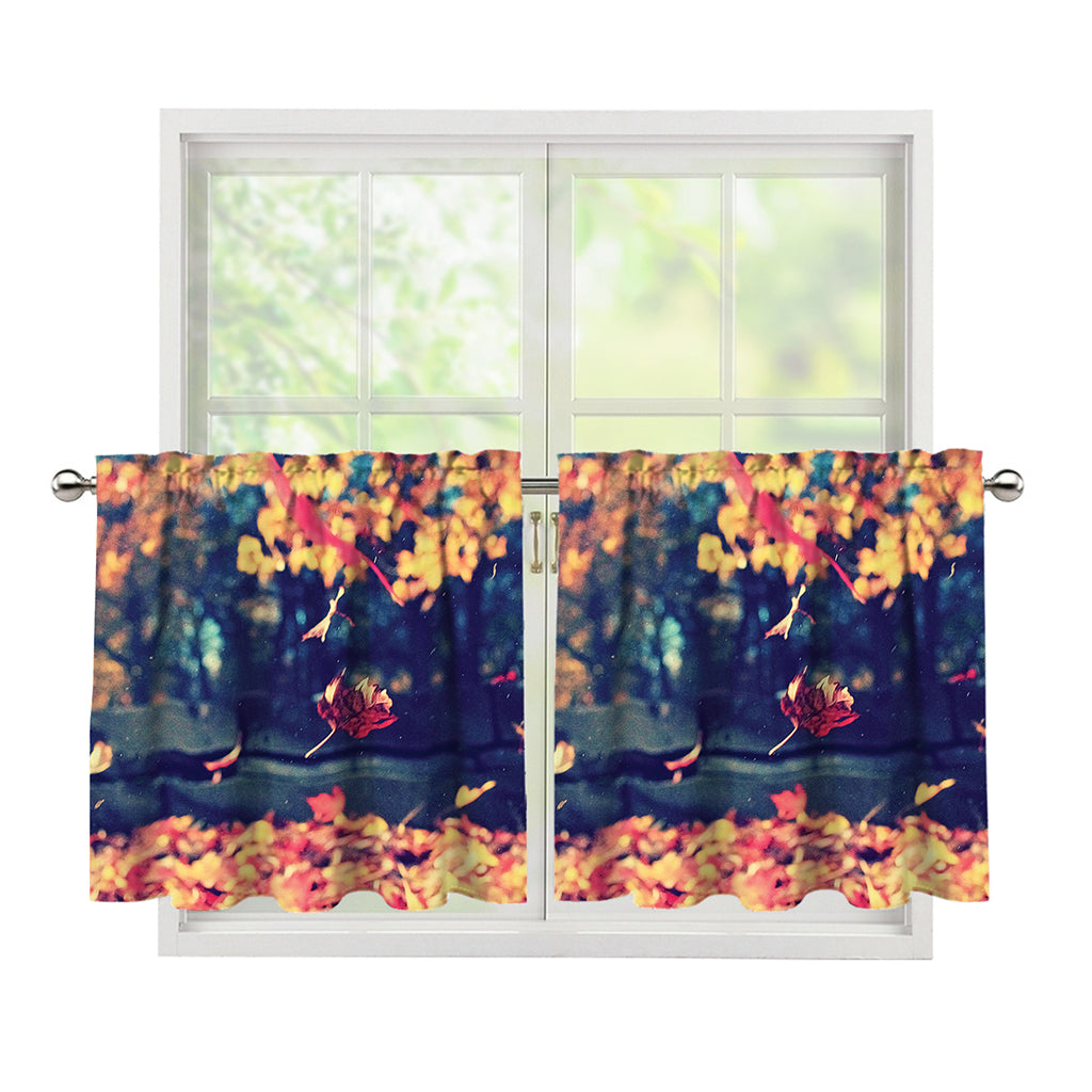 Autumn Leaves Print Tier Curtains