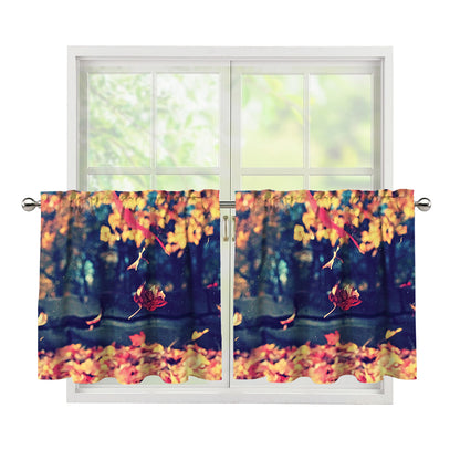 Autumn Leaves Print Tier Curtains