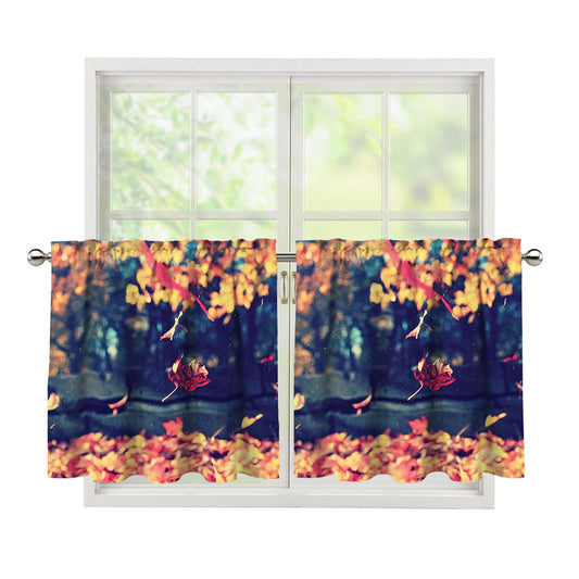 Autumn Leaves Print Tier Curtains