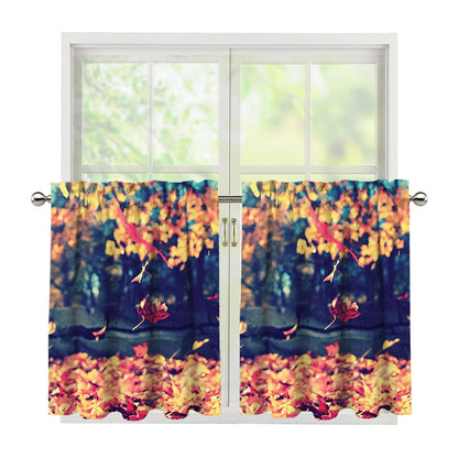 Autumn Leaves Print Tier Curtains