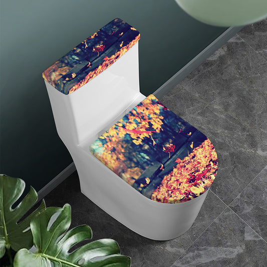 Autumn Leaves Print Toilet Lid And Tank Cover Set