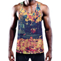 Autumn Leaves Print Men's Workout Tank Top