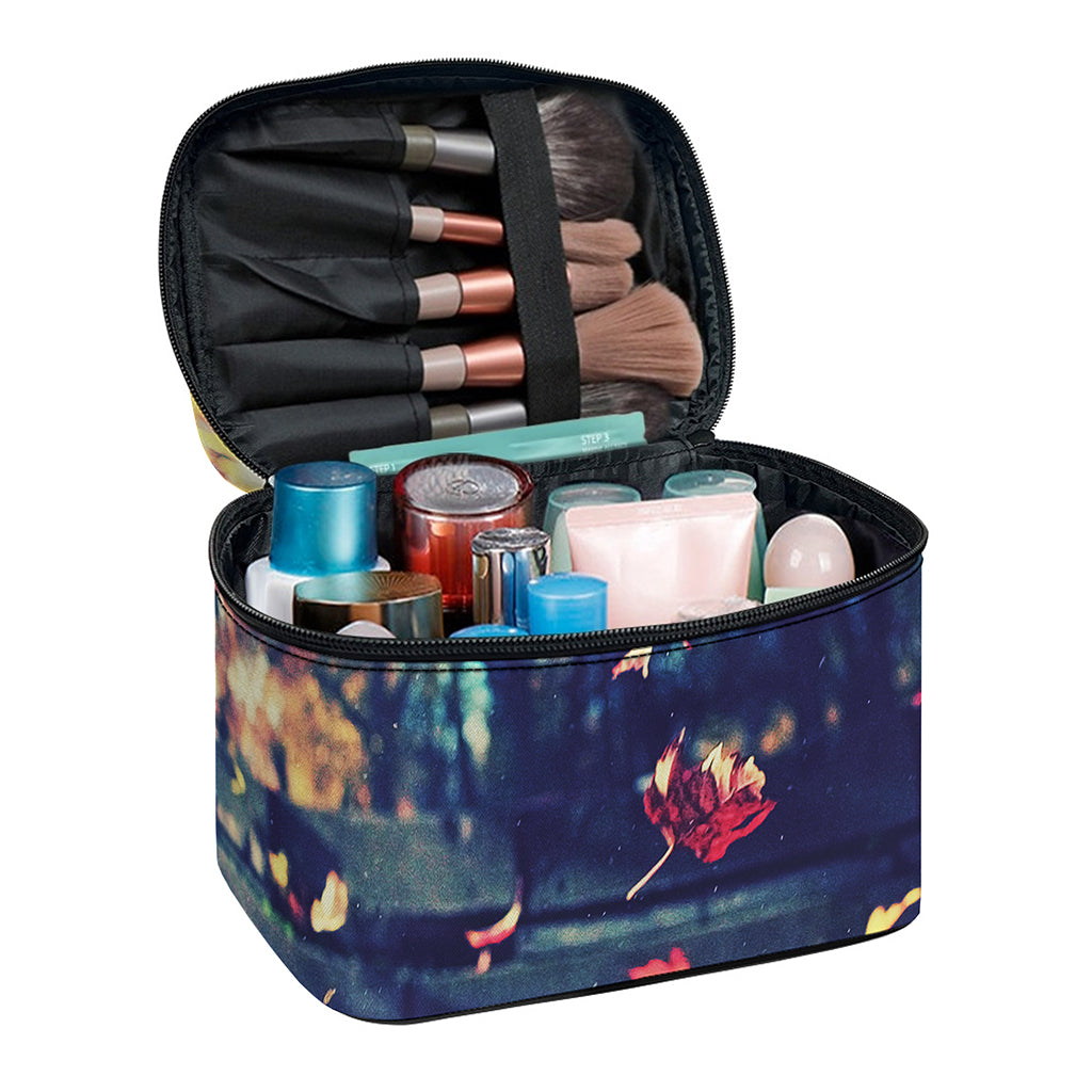 Autumn Leaves Print Travel Makeup Bag