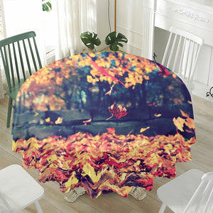 Autumn Leaves Print Waterproof Round Tablecloth