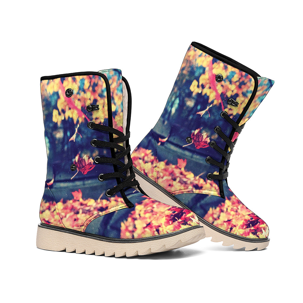 Autumn Leaves Print Winter Boots