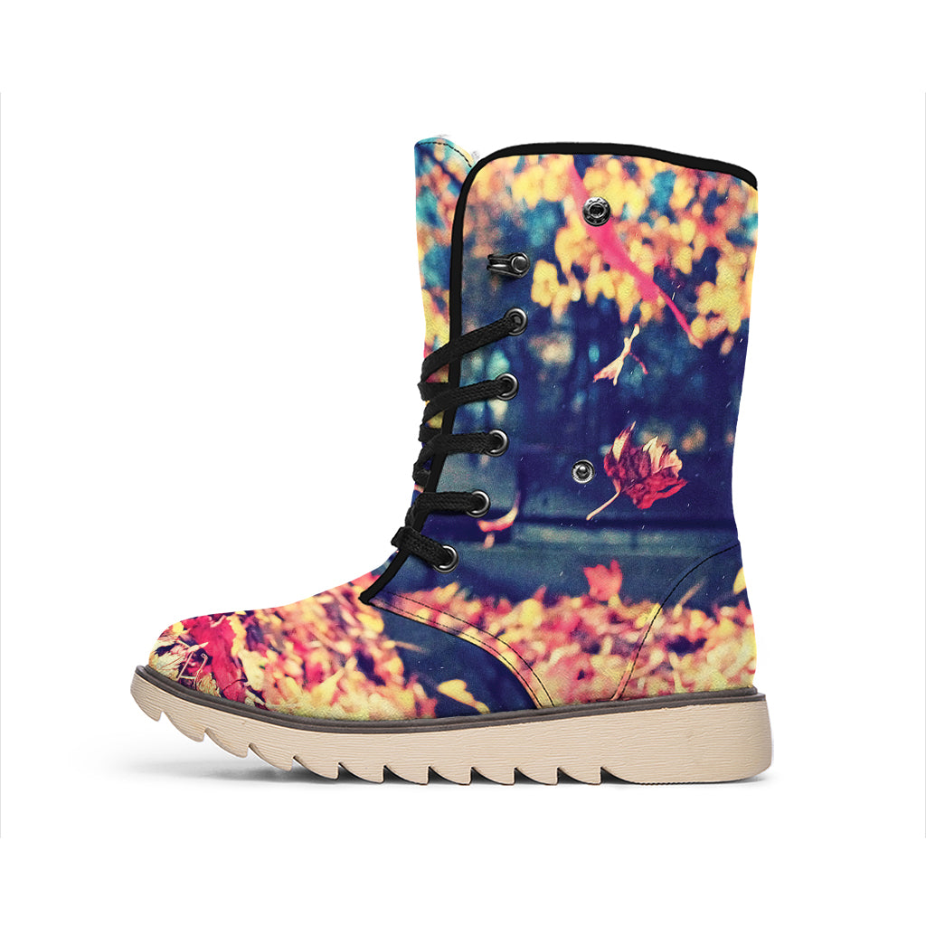 Autumn Leaves Print Winter Boots