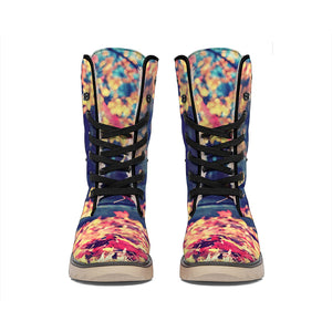 Autumn Leaves Print Winter Boots