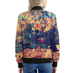 Autumn Leaves Print Women's Bomber Jacket