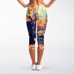 Autumn Leaves Print Women's Capri Leggings
