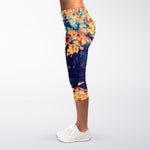 Autumn Leaves Print Women's Capri Leggings