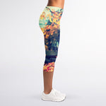 Autumn Leaves Print Women's Capri Leggings