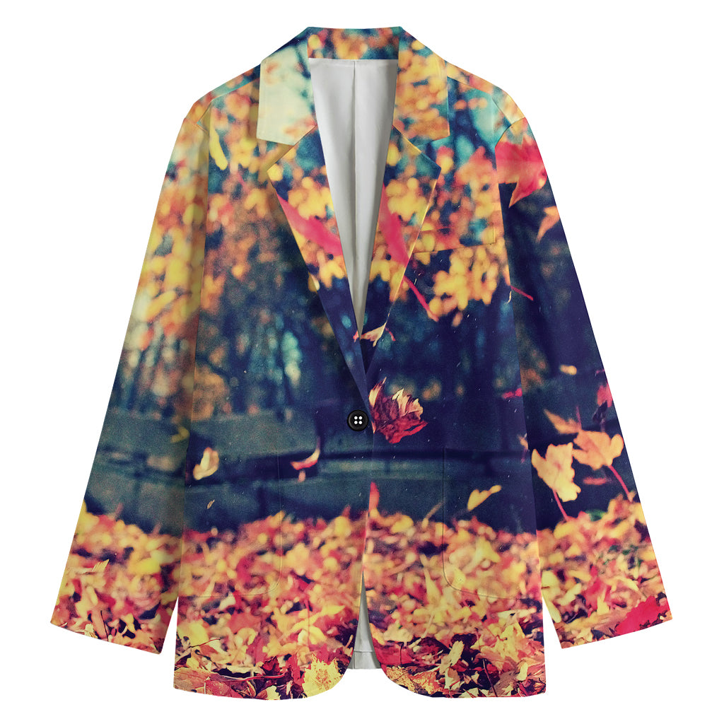 Autumn Leaves Print Women's Cotton Blazer