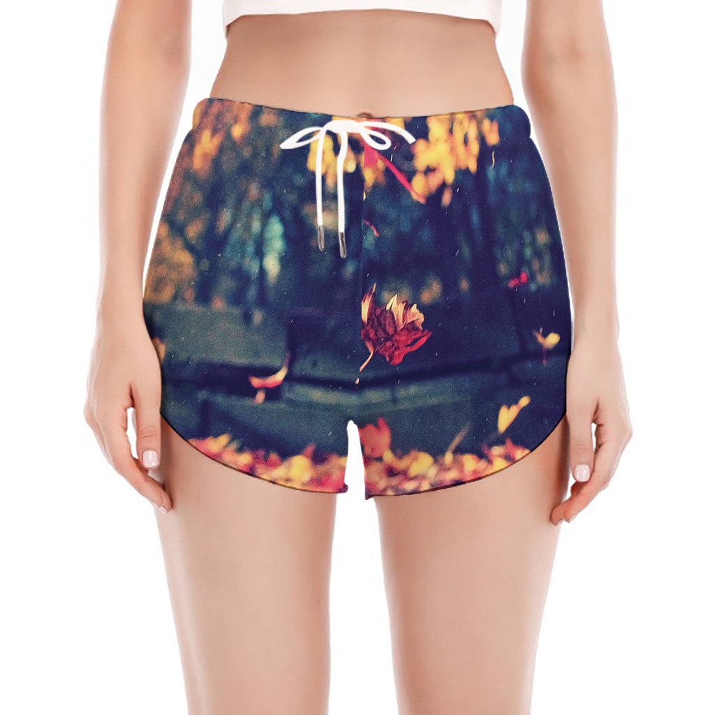 Autumn Leaves Print Women's Split Running Shorts