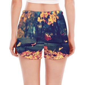 Autumn Leaves Print Women's Split Running Shorts