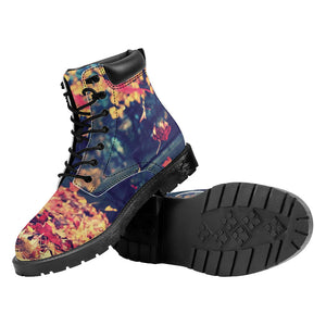 Autumn Leaves Print Work Boots