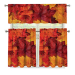 Autumn Maple Leaf Print 3 Piece Kitchen Curtains