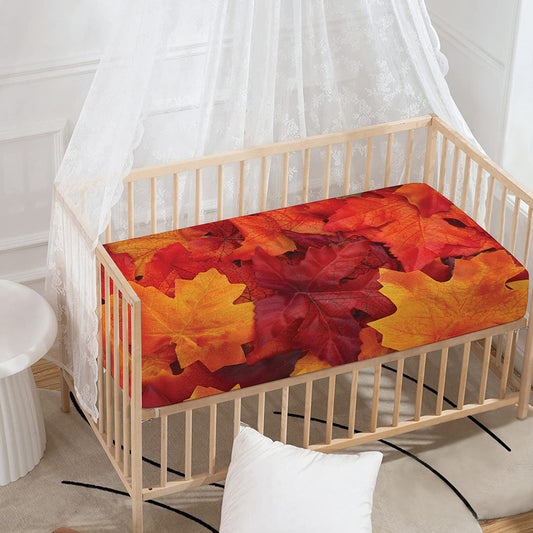 Autumn Maple Leaf Print Baby Crib Sheet