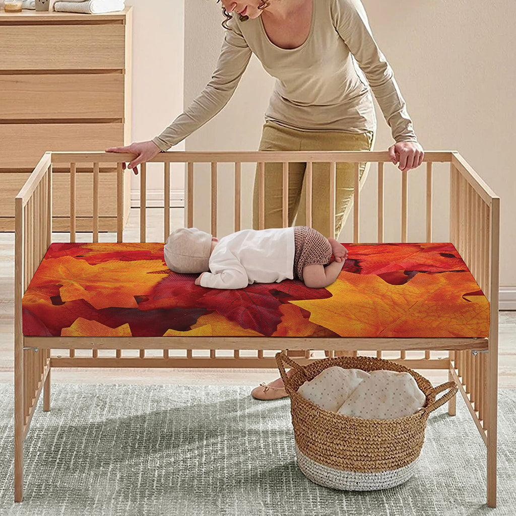 Autumn Maple Leaf Print Baby Crib Sheet