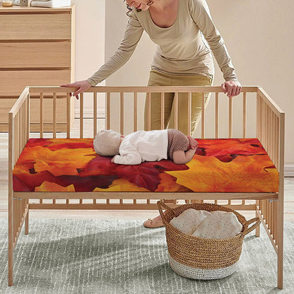 Autumn Maple Leaf Print Baby Crib Sheet