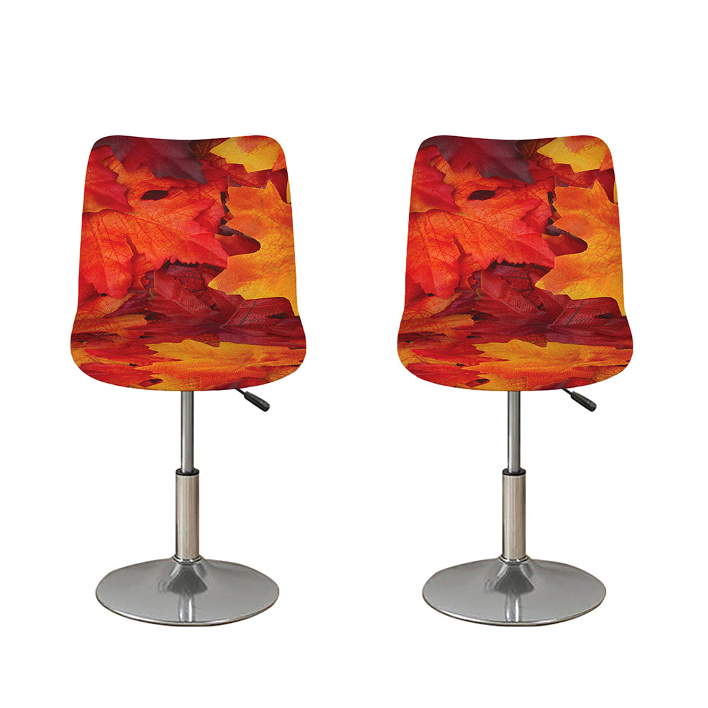 Autumn Maple Leaf Print Bar Stool Covers