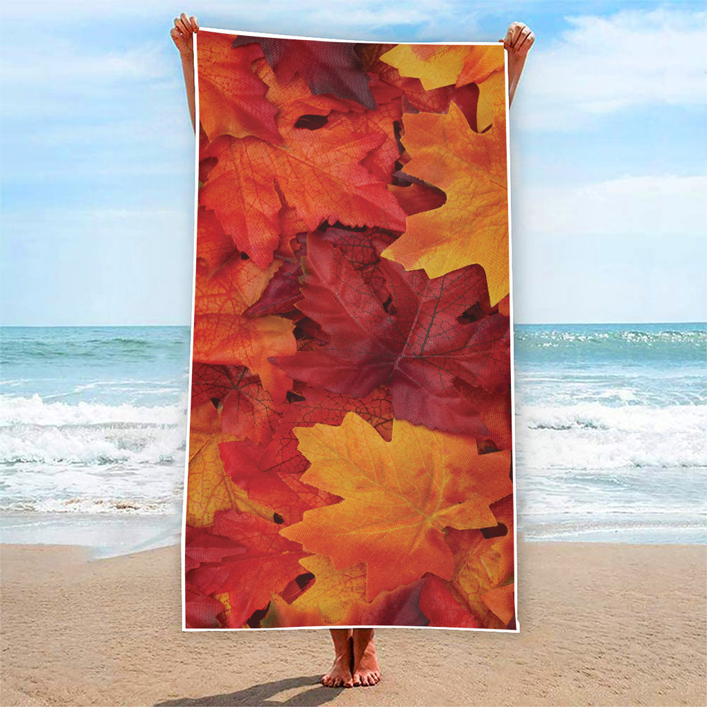 Autumn Maple Leaf Print Beach Towel