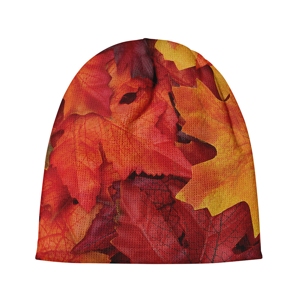 Autumn Maple Leaf Print Beanie