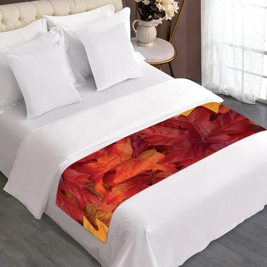 Autumn Maple Leaf Print Bed Runner