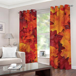 Autumn Maple Leaf Print Blackout Grommet Curtains