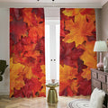 Autumn Maple Leaf Print Dimout Pencil Pleat Curtains