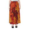 Autumn Maple Leaf Print Chiffon Maxi Skirt