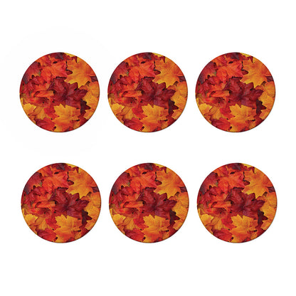 Autumn Maple Leaf Print Coaster Set