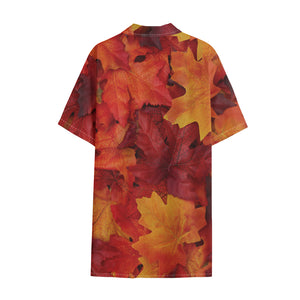 Autumn Maple Leaf Print Cotton Hawaiian Shirt