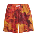 Autumn Maple Leaf Print Cotton Shorts