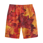 Autumn Maple Leaf Print Cotton Shorts