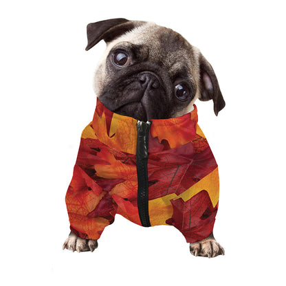 Autumn Maple Leaf Print Dog Zip Up Jacket