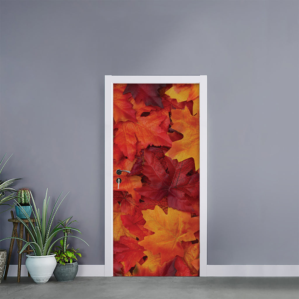 Autumn Maple Leaf Print Door Sticker