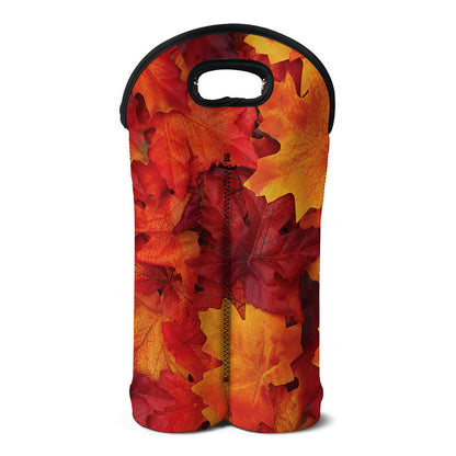Autumn Maple Leaf Print Double Neoprene Wine Tote