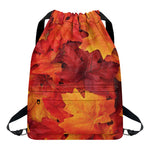 Autumn Maple Leaf Print Drawstring Backpack