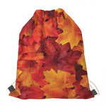 Autumn Maple Leaf Print Drawstring Bag