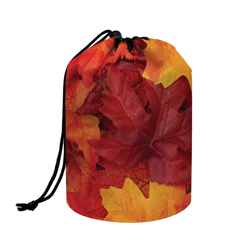 Autumn Maple Leaf Print Drawstring Makeup Bag