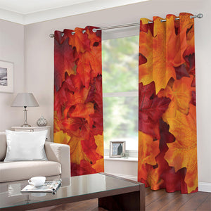 Autumn Maple Leaf Print Extra Wide Grommet Curtains