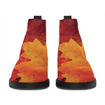 Autumn Maple Leaf Print Flat Ankle Boots