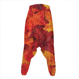 Autumn Maple Leaf Print Hammer Pants