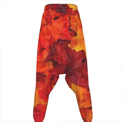 Autumn Maple Leaf Print Hammer Pants