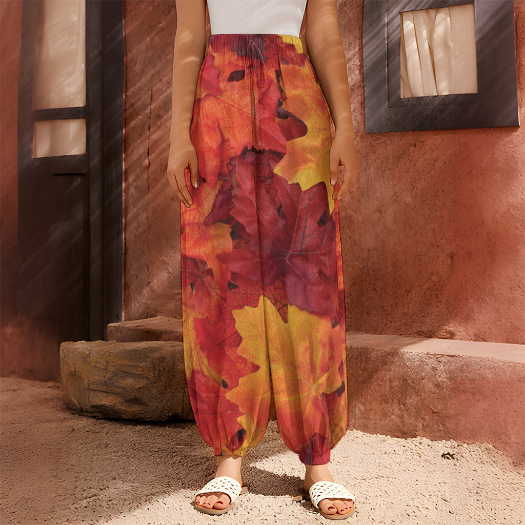 Autumn Maple Leaf Print Harem Pants